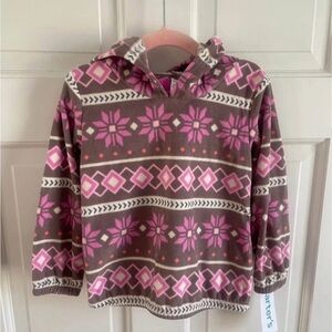 NWT Cozy Carter’s pullover hoodie Fair Isle lightweight fleece 3T girls sweater